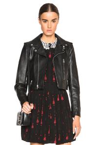 Saint Laurent Cropped Motorcycle Jacket In Black