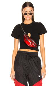 T By Alexander Wang Keyhole Twist Cropped Tee In Black