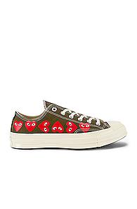 Comme Des Garcons Play Emblem Low Top Sneaker In Green,novelty