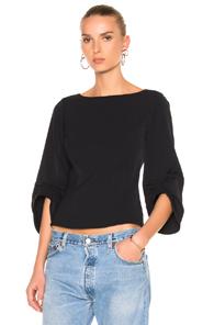 Tibi Twill Corset Peplum Top In Black