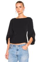 Tibi Twill Corset Peplum Top In Black