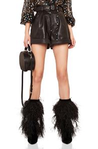 Saint Laurent Grained Leather Shorts In Black