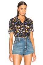R13 Exaggerated Collar Shirt In Black,blue,floral