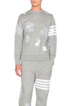 Thom Browne Koi & Chrysanthemum Cotton Sweatshirt In Gray