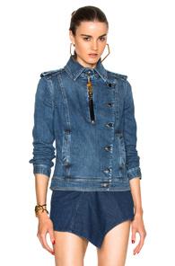 Anthony Vaccarello Denim Jacket In Blue