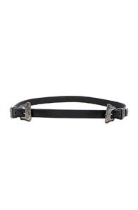 Saint Laurent Double Buckle Western Belt In Black