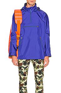 Junya Watanabe Striped Raincoat In Blue