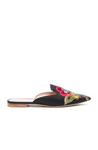 Alberta Ferretti Flower Embroidered Mules In Black