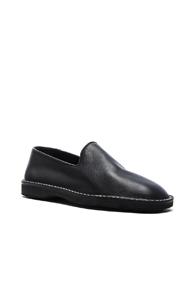Maison Margiela Leather Slippers In Black