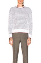 Thom Browne Seersucker Jacquard Crewneck Pullover In White,stripes