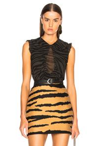 Proenza Schouler Tiger Print Chiffon Top In Animal Print,black,green