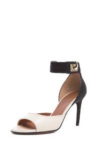 Givenchy Suede Shark Lock Nappa & Nubuck Leather Sandals In Neutrals,black