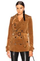 Saint Laurent Corduroy Short Trench Coat In Neutral