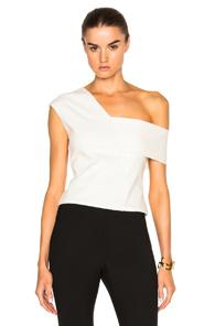 Michelle Mason Asymmetric Strap Top In White