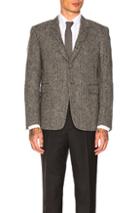 Thom Browne Herringbone Tweed Button Back Blazer In Black,geometric Print,gray,white