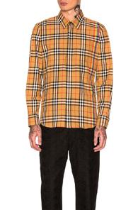 Burberry Long Sleeve Shirt In Checkered & Plaid,neutrals