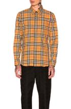 Burberry Long Sleeve Shirt In Checkered & Plaid,neutrals