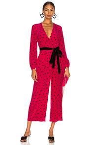 Valentino Crepe De Chine Pretty Hearts Jumpsuit In Abstract,pink