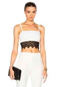 David Koma Zig Zag Macrame Bra In White