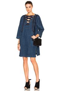 Sea Lace Up Dress In Blue