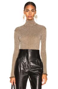 Chloe Ribbed Turtleneck Sweater In Green