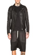 Rick Owens Zipped Stooges Leather Jacket In Black