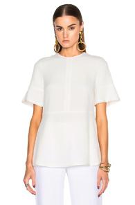 Proenza Schouler Satin Back Crepe Flared Top In White