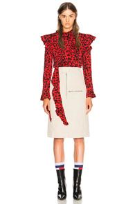 Vetements Leopard Print Ruffle Blouse In Animal Print,red
