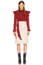 Vetements Leopard Print Ruffle Blouse In Animal Print,red