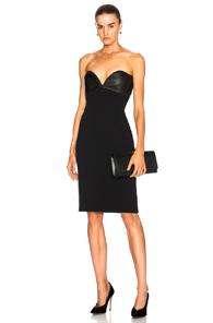 Brandon Maxwell Leather Layered Bodice Mini Dress In Black