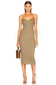 Enza Costa Rib Strappy Bra Midi Dress In Green