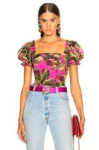 Dolce & Gabbana Fig Print Georgette Corset Blouse In Floral,pink