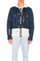 Off-white No Wash Cropped Hooded Jacket In Blue
