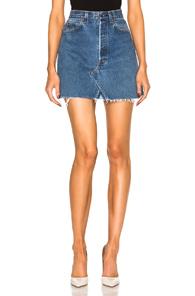 Re/done High Rise Mini Skirt In Blue