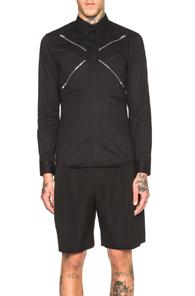 Givenchy Zipper Button Down Shirt In Black