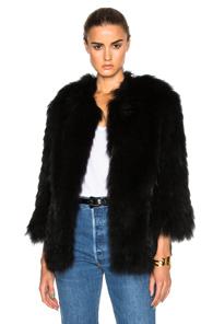 Yves Salomon Asiatic Raccoon Jersey Jacket In Black