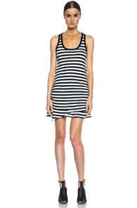Proenza Schouler Asymmetrical Dress In Stripes,black,white