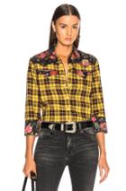 R13 Exaggerated Collar Cowboy Shirt In Yellow,floral,checkered & Plaid