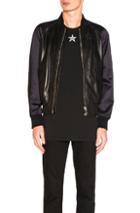 Givenchy Lamb Leather Bomber Jacket In Blue