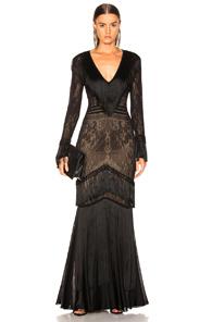Zuhair Murad Fringed Knit Gown In Black