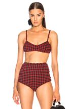 Rachel Comey Revival Bikini Top In Checkered & Plaid,red