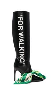 Off-white Leather Scarf Boots In Black