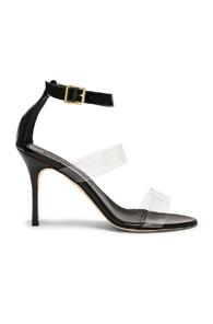 Manolo Blahnik Patent Leather & Pvc Kaotic 90 Sandals In Black