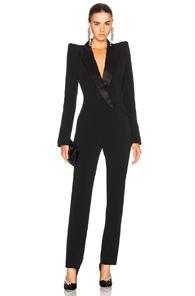 Mugler Crepe Tuxedo Jumpsuit In Black