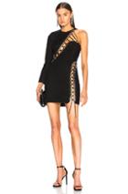 Mugler Suede Lace Up Detail One Shoulder Mini Dress In Black