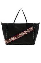 Valentino Guitar Rockstud Rolling Double Large Tote In Black,neutrals