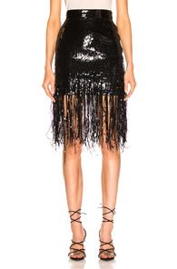 Msgm Sequined Fringe Skirt In Black