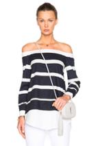 Derek Lam 10 Crosby Off Shoulder Top In Blue,stripes