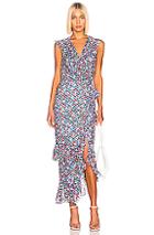 Saloni Anita Dress In Abstract,blue,floral