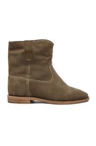 Isabel Marant Etoile Crisi Velvet Booties In Gray